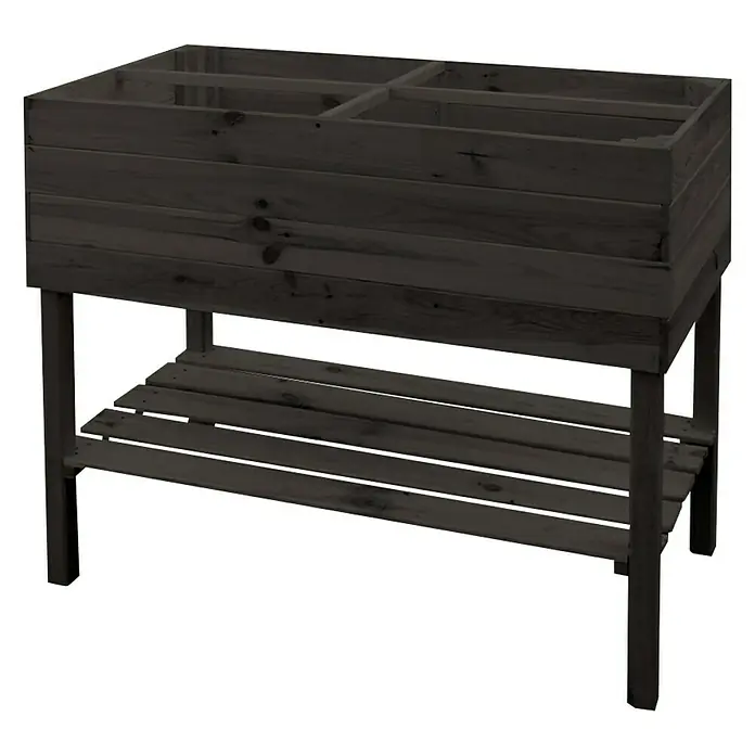 Promadino Hochbeet - 100 x 50 x 80 cm, Holz, Anthrazit - Linke Seitenansicht