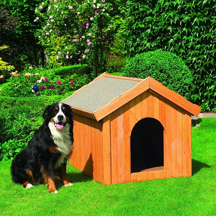 Promadino Hundehütte - Braun, 114 x 102 x 96 cm, Kiefernholz - Stimmungsaufnahme
