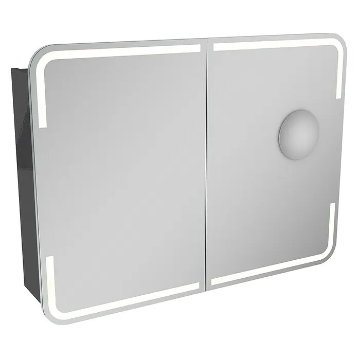 Camargue Stella LED-Spiegelschrank - B x H: 100 x 73,7 cm, Mit Beleuchtung, Mit abgerundeten Kanten, Spanplatte, Grafit - Linke Seitenansicht