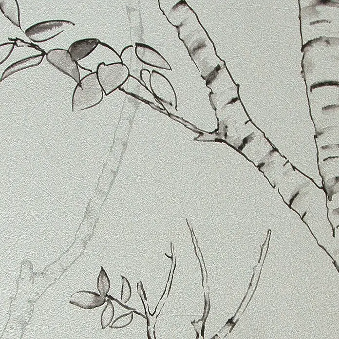 Papel pintado orgánico árbol - Negro/blanco, 10,05 x 0,53 m