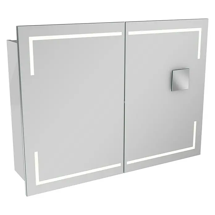 Camargue Stella LED-Spiegelschrank - B x H: 100 x 73,7 cm, Mit Beleuchtung, Mit eckigen Kanten, Spanplatte, Weiß - Linke Seitenansicht