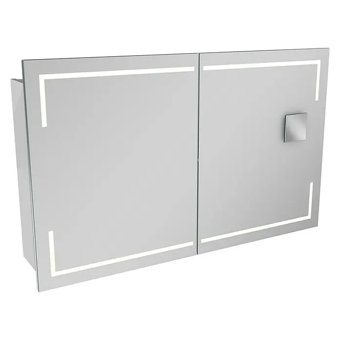 Camargue Stella LED-Spiegelschrank - B x H: 120 x 73,7 cm, Mit Beleuchtung, Mit eckigen Kanten, Spanplatte, Weiß - Linke Seitenansicht