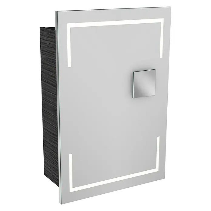 Camargue Stella LED-Spiegelschrank - B x H: 51 x 73,7 cm, Anschlag: Rechts, Mit eckigen Kanten, Spanplatte, Dark Oak - Linke Seitenansicht
