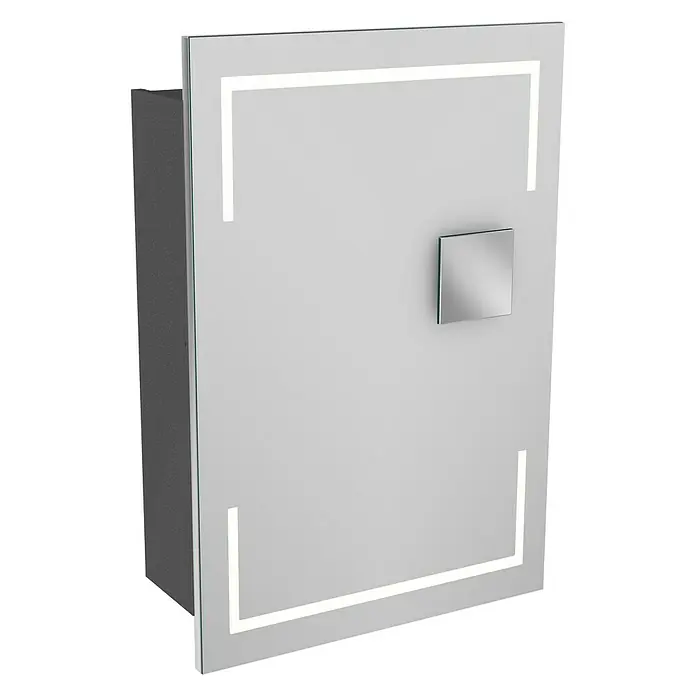 Camargue Stella LED-Spiegelschrank - B x H: 51 x 73,7 cm, Anschlag: Links, Mit eckigen Kanten, Spanplatte, Grafit - Linke Seitenansicht