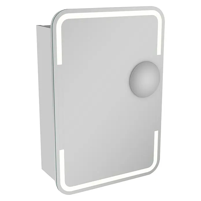 Camargue Stella LED-Spiegelschrank - B x H: 51 x 73,7 cm, Anschlag: Rechts, Mit abgerundeten Kanten, Spanplatte, Weiß - Linke Seitenansicht