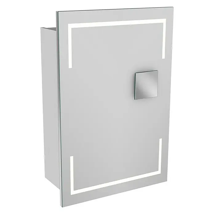 Camargue Stella LED-Spiegelschrank - B x H: 51 x 73,7 cm, Anschlag: Rechts, Mit eckigen Kanten, Spanplatte, Weiß - Linke Seitenansicht