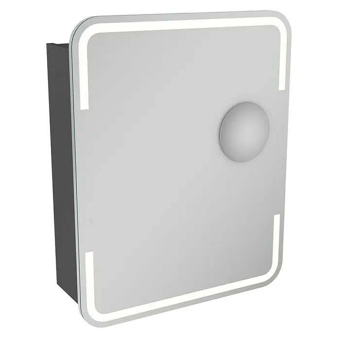 Camargue Stella LED-Spiegelschrank - B x H: 60 x 73,7 cm, Anschlag: Rechts, Mit abgerundeten Kanten, Spanplatte, Grafit - Linke Seitenansicht