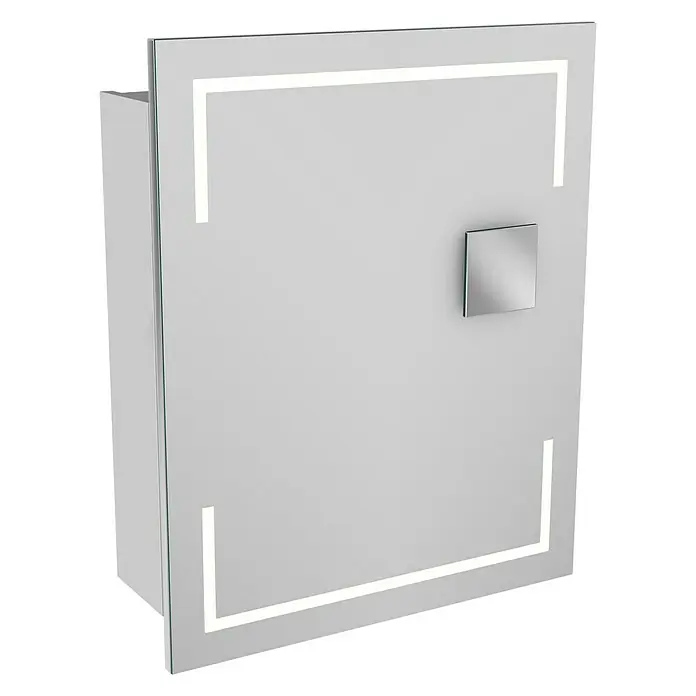 Camargue Stella LED-Spiegelschrank - B x H: 60 x 73,7 cm, Anschlag: Links, Mit eckigen Kanten, Spanplatte, Weiß - Linke Seitenansicht