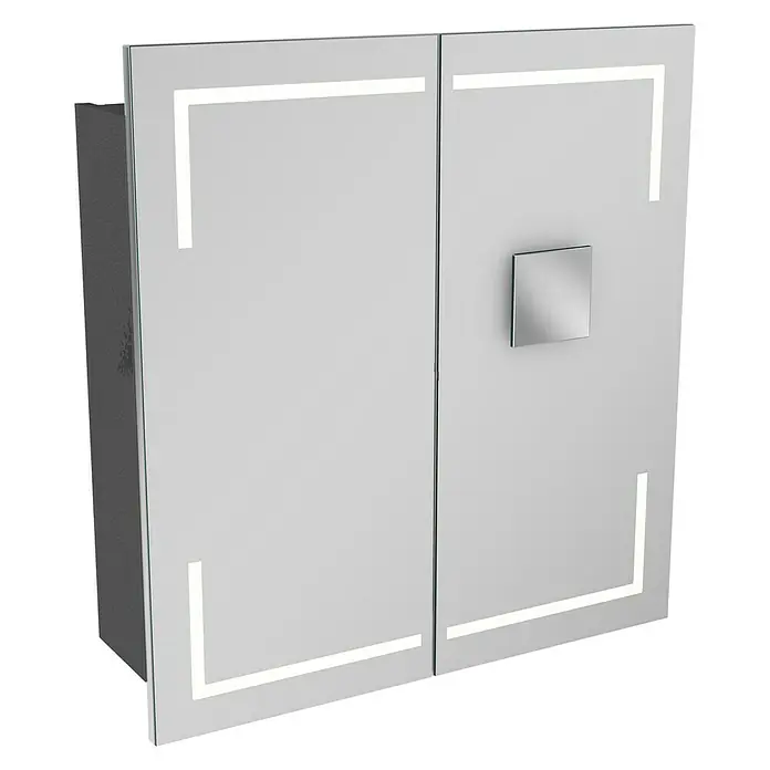 Camargue Stella LED-Spiegelschrank - B x H: 70 x 73,7 cm, Mit Beleuchtung, Mit eckigen Kanten, Spanplatte, Grafit - Linke Seitenansicht