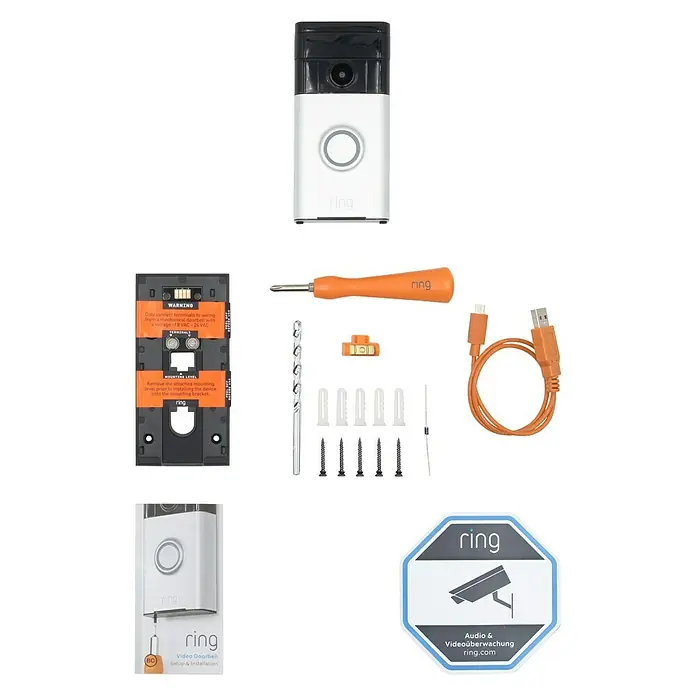 Ring Türklingel mit Kamera Video Doorbell - 1.080 Pixel (Full HD), WLAN mit WPA2 Verschlüsselung, IP64