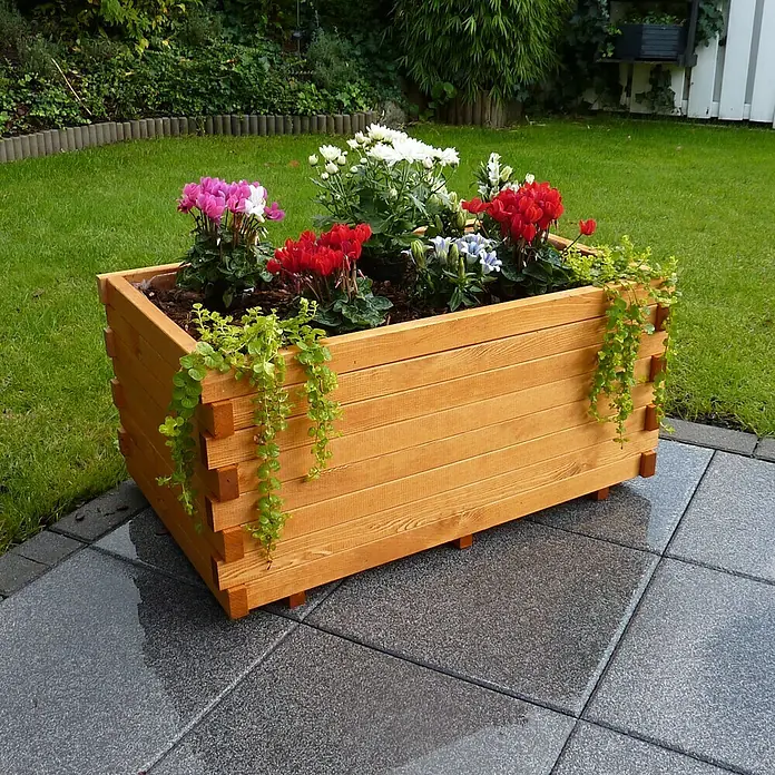 Promadino Pflanzkasten Siena - Außenmaß (L x B x H): 79,5 x 49,5 x 38,5 cm, Holz, Braun - Stimmungsaufnahme