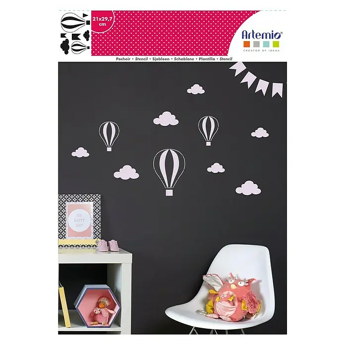 Plantilla decorativa Stencil - Air Baloons, 21 x 29,7 cm, Plástico