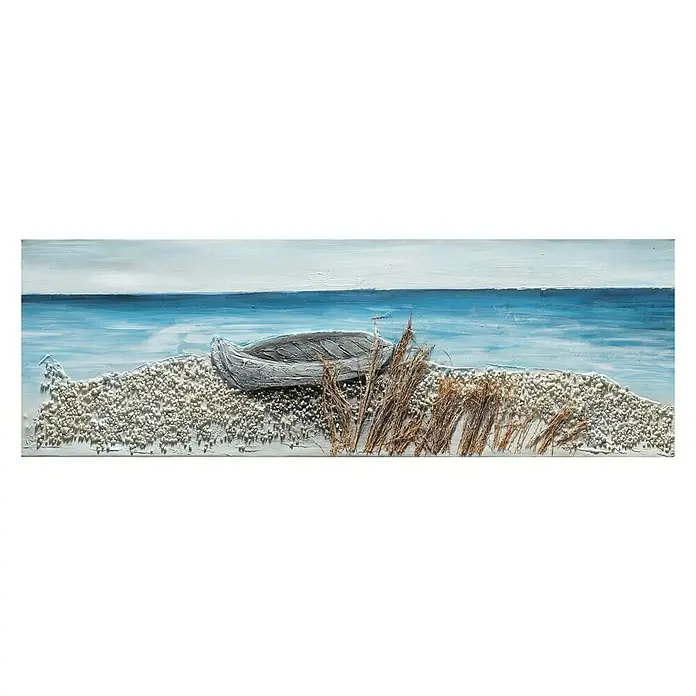 Cuadro pintado a mano Dipinto - Barca en la playa, An x Al: 90 x 30 cm