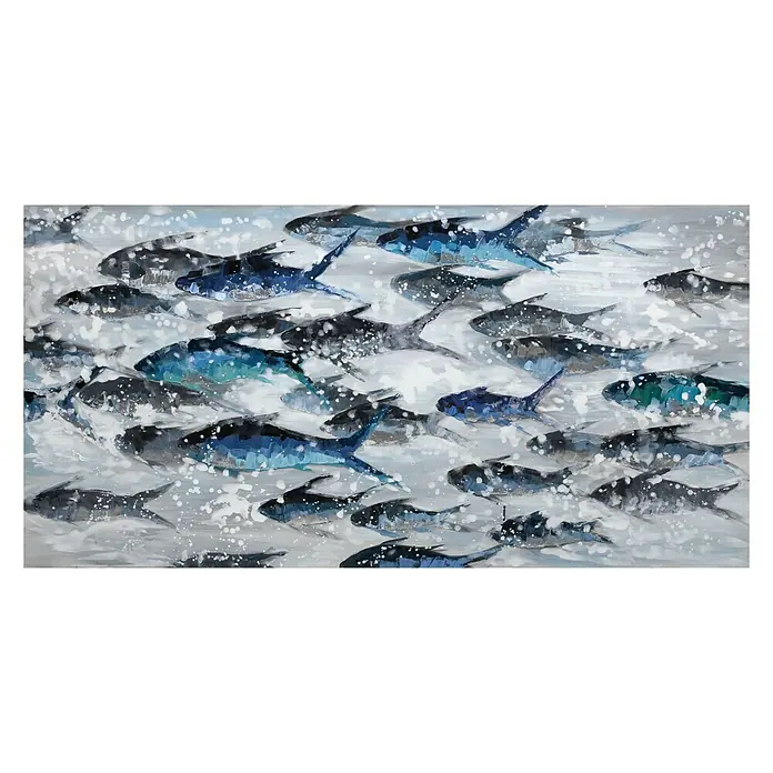 Cuadro pintado a mano Dipinto - Banco de peces, An x Al: 120 x 60 cm