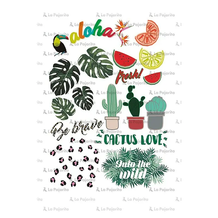 La Pajarita Papel para manualidades Transfer Aloha - 30 x 20 cm, Multicolor