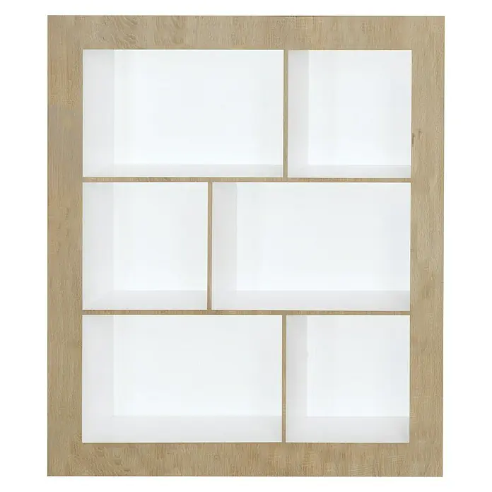 Phönix Regal Frame - L x B x H: 31,5 x 108,8 x 123,3 cm, Holzfarben/Weiß, Traglast: 5 kg/Boden - Vorderansicht