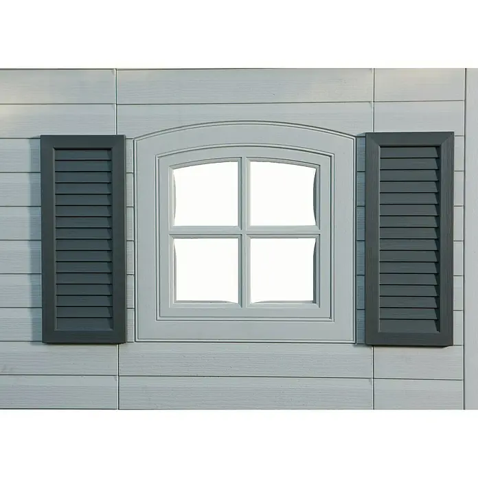 Lifetime Gerätehaus Residenz - Außenbreite inkl. Dachüberstand: 244 cm, Außentiefe inkl. Dachüberstand: 458 cm, Stahl, Anthrazit/Lichtgrau/Schwarz