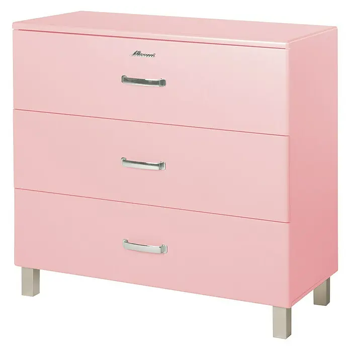 Phönix Miami Kommode - L x B x H: 43 x 97,6 x 88,8 cm, Rosa, Anzahl Schubladen: 3 Stk. - Vorderansicht