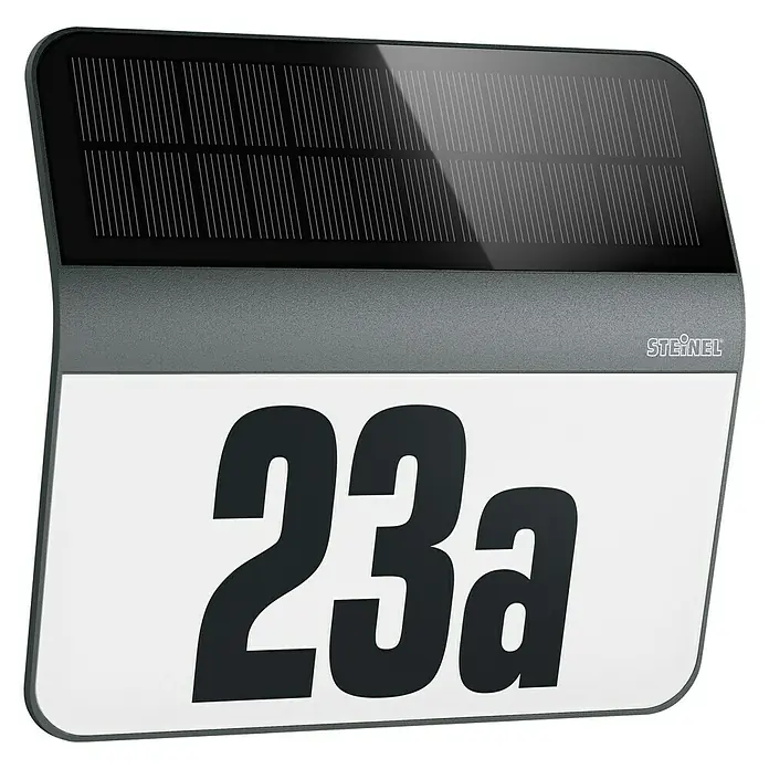 Steinel XSolar Solar-Hausnummer LH-N - 0,03 W, Edelstahl, IP44, Anthrazit - Vorderansicht