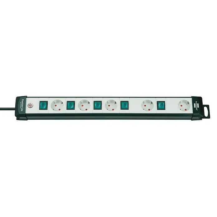Brennenstuhl Premium-Line Steckdosenleiste - Anzahl Steckdosen Schuko: 5 Stk., Schwarz/Grau, Kabellänge: 3 m, Max. Anschlussleistung: 3.680 W
