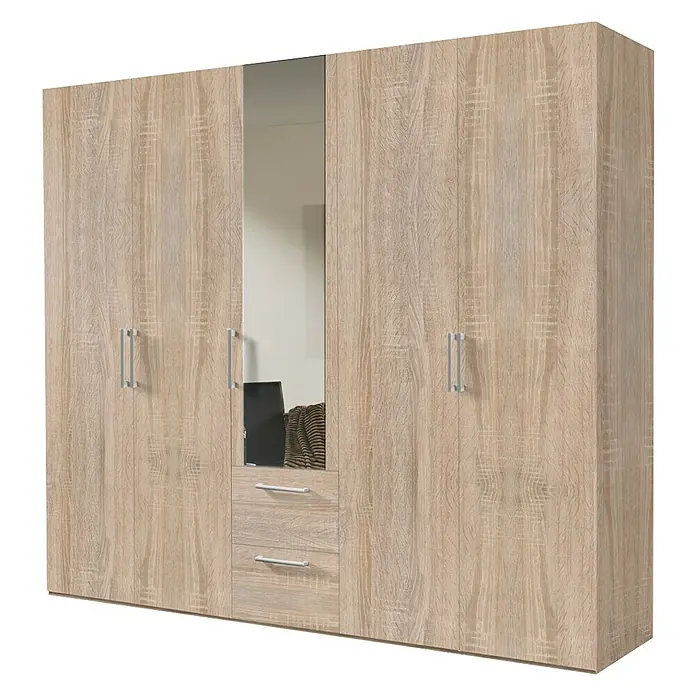 Express Möbel Kleiderschrank Brooklyn - L x B x H: 58 x 250 x 216 cm, Sonoma Eiche, 1 Spiegel, Anzahl Schubladen: 2 Stk.