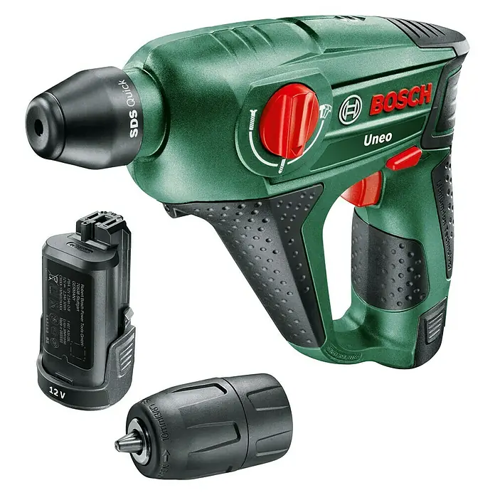 Bosch Akku-Bohrhammer Uneo - 12 V, 2 Akkus, 2 Ah, Einzelschlagstärke: 0,5 J - Linke Seitenansicht