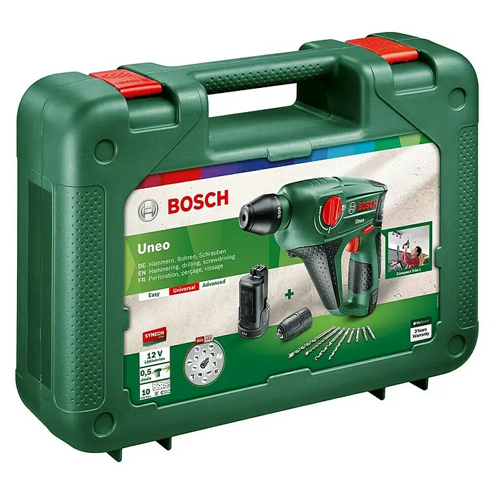Bosch Akku-Bohrhammer Uneo - 12 V, 2 Akkus, 2 Ah, Einzelschlagstärke: 0,5 J