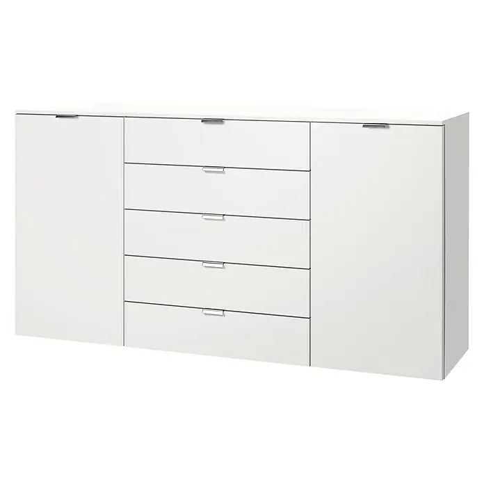 Express Möbel Sideboard Carina - L x B x H: 42 x 180 x 100 cm, Weiß, Anzahl Schubladen: 5 Stk., Mit 2 Türen - Rechte Seitenansicht