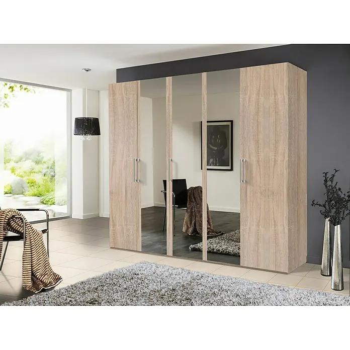 Express Möbel Drehtürschrank Brooklyn - L x B x H: 58 x 250 x 216 cm, Sonoma Eiche, 3 Spiegel - Stimmungsaufnahme