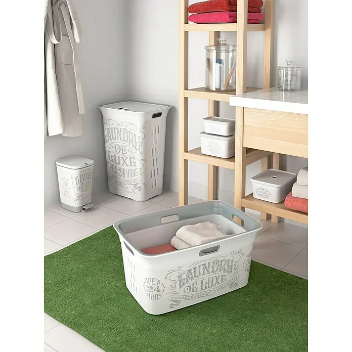 KIS Chic Treteimer - 10 l, Weiß/Grau, Eckig, Kunststoff