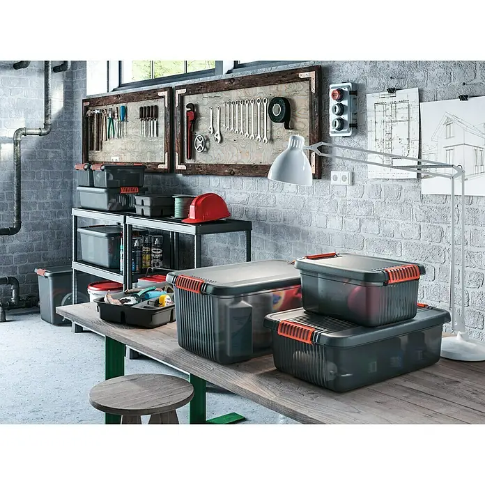 KIS Aufbewahrungsbox K-Latch S - L x B x H: 39 x 29 x 18 cm, Grau, Orange, Kunststoff