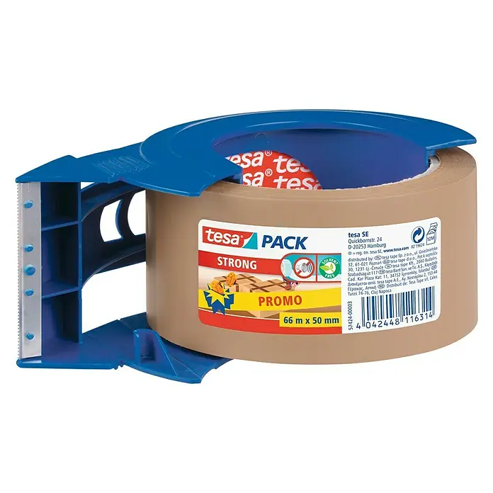 Tesa Pack Paketklebeband mit Abroller - 66 m x 50 mm, Braun