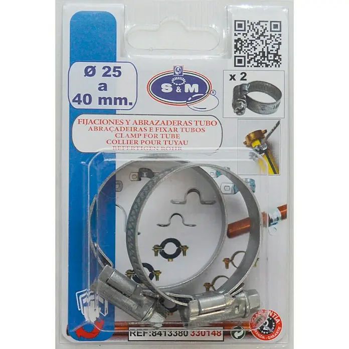 Abrazadera para manguera 9 mm - Alcance de sujeción: 25 - 40 mm, 2 uds.