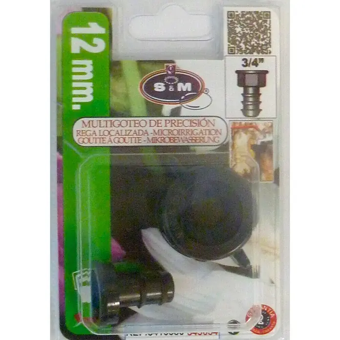 Conector para manguera goteo Hembra - ¾″, 12 mm, Plástico