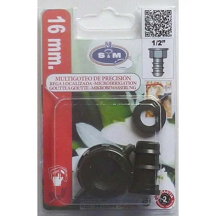 Conector para manguera goteo Hembra - ½″, 16 mm, Plástico