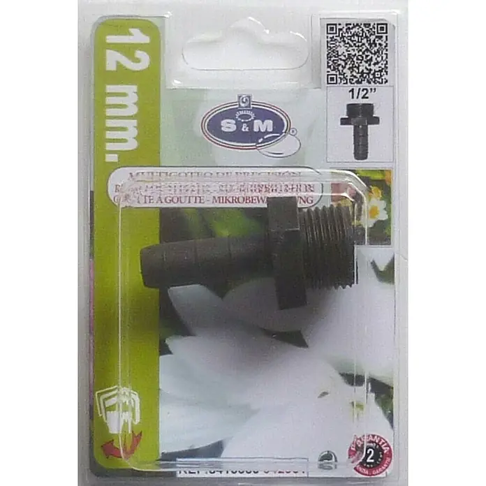 Conector para manguera goteo Macho - ½″, 12 mm, Plástico