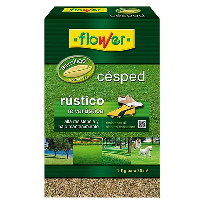 Flower Semillas de césped Rústico - 1 kg, 35 m²