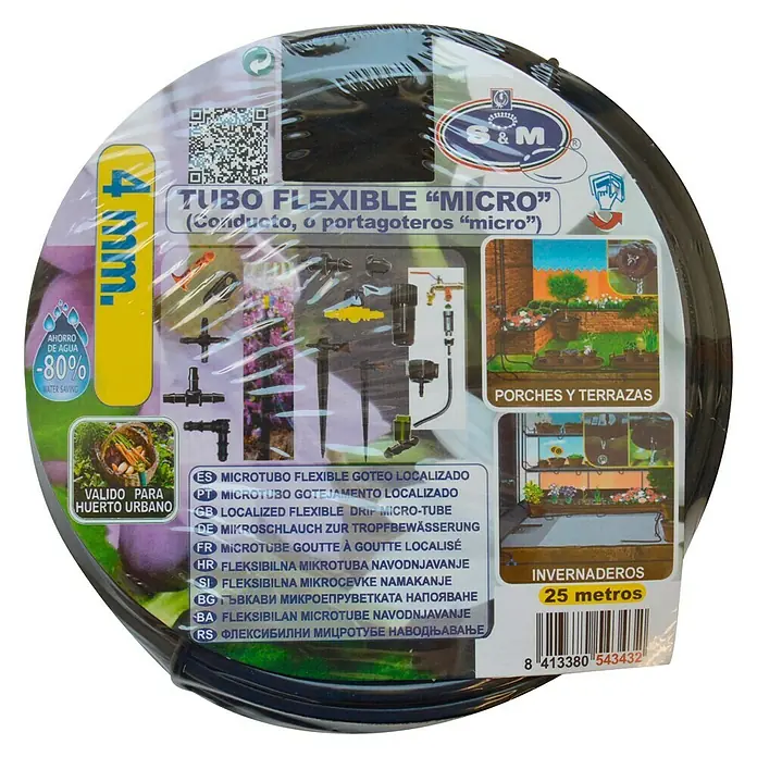 Tubo de instalación Micro goteo - 4 mm, 25 m