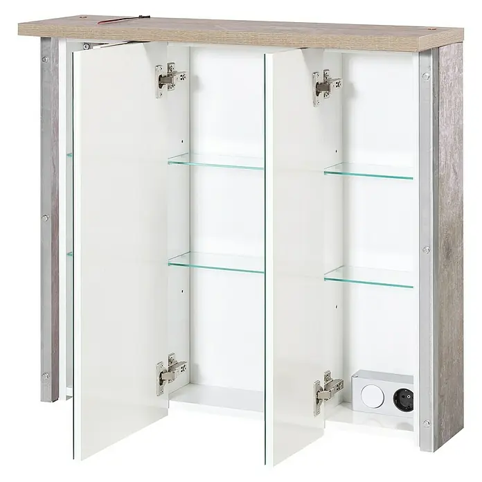 Schildmeyer Harkon LED-Spiegelschrank - B x H: 76 x 73,5 cm, Mit Beleuchtung, Spanplatte, Findus - Anwendungsbeispiel