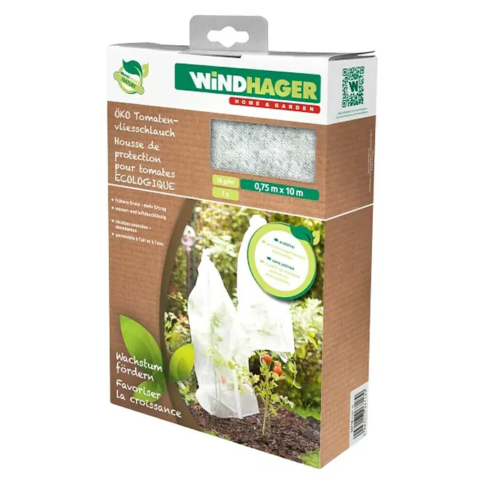Windhager Tomatenhaube Vliesschlauch Öko - L x B: 10 x 0,75 m, Weiß