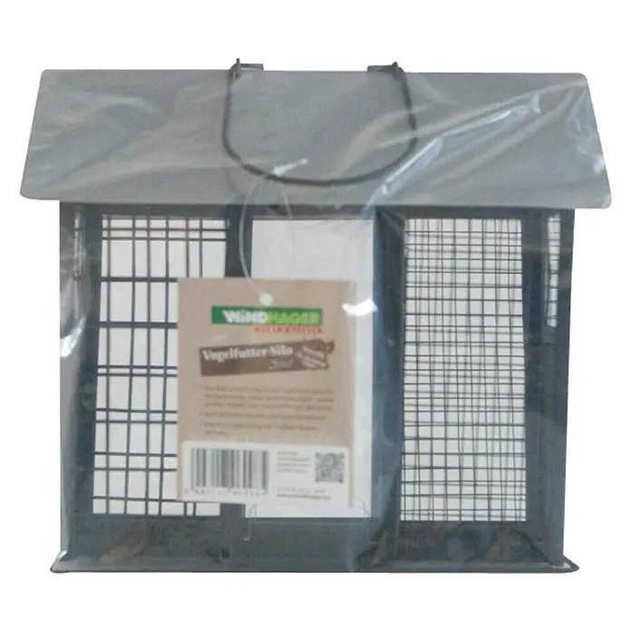 Windhager Vogelhaus Trio - L x B x H: 14,5 x 25,5 x 21,5 cm, Schwarz/Silber, Lackiert, Metall