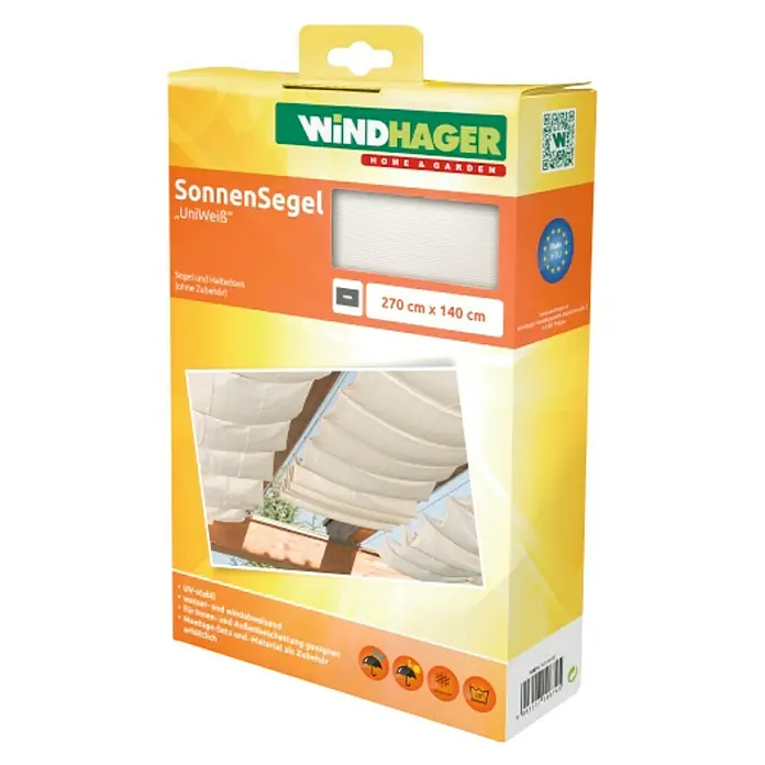 Windhager Sonnensegel Seilspanntechnik - L x B: 2,7 x 1,4 m, Weiß