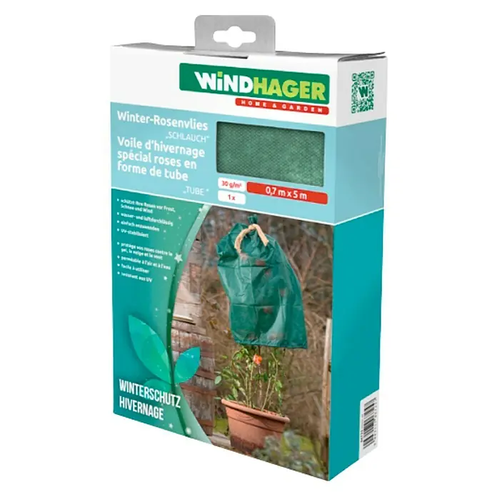 Windhager Winterschutzvlies Rosen-Schlauch - L x B: 5 m x 70 cm, Grün, Grammatur: 30 g/m²
