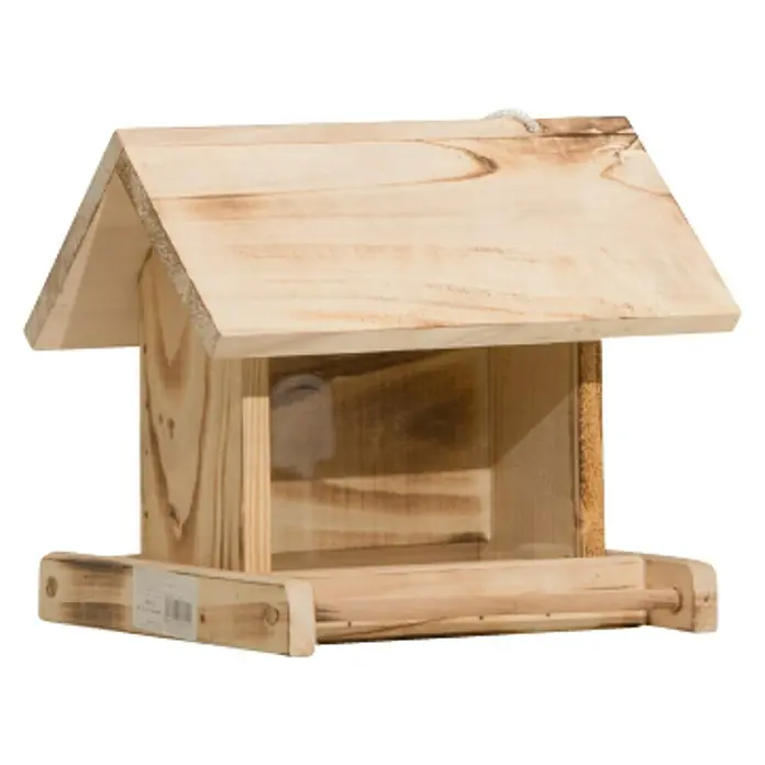 Windhager Vogelfutterhaus Garden - L x B x H: 22 x 19,5 x 20,5 cm, Natur, Geflammt, Holz