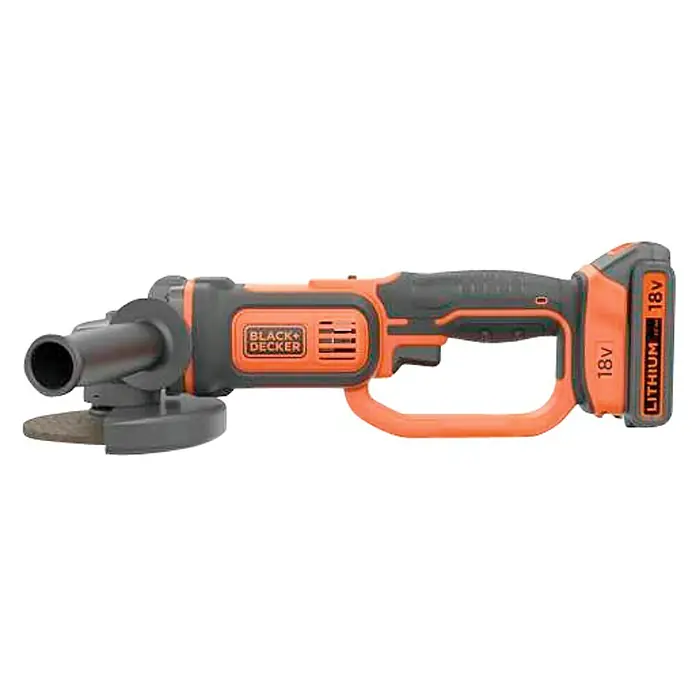 Black+Decker Amoladora angular de batería BCG720M1 - 18 V, Iones de litio, 4 Ah, 1 batería, Diámetro disco: 125 mm, 8.600 r.p.m.