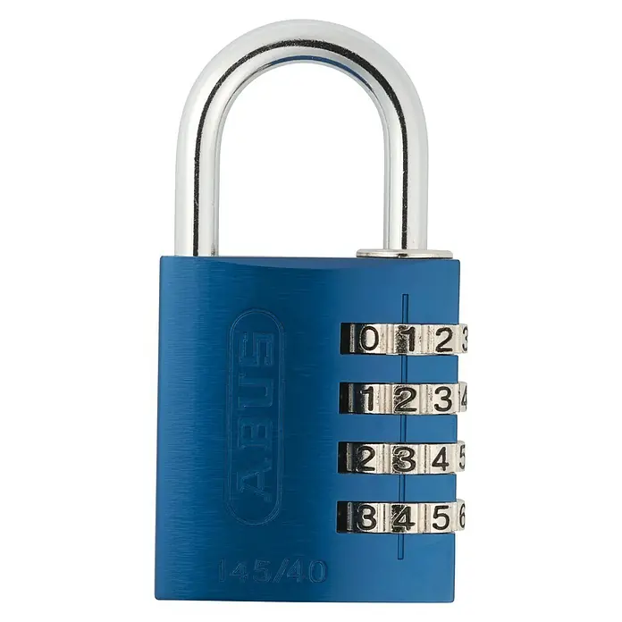 Abus Vorhängezahlenschloss 154/40 - B x L: 41,5 x 17,5 mm, Aluminium, Anzahl Zahlenrollen: 4 Stk., Blau
