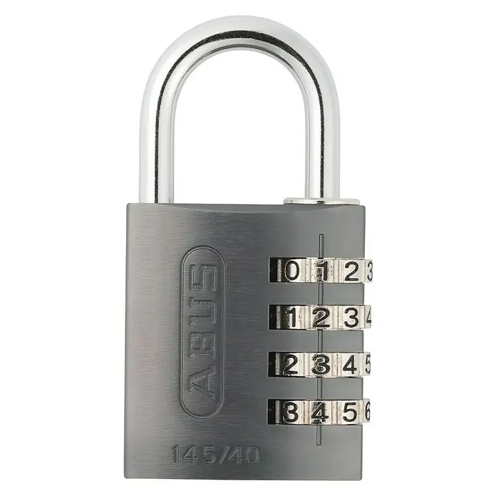 Abus Vorhängezahlenschloss 145/40 - B x L: 41,5 x 17,5 mm, Aluminium, Anzahl Zahlenrollen: 4 Stk., Metall