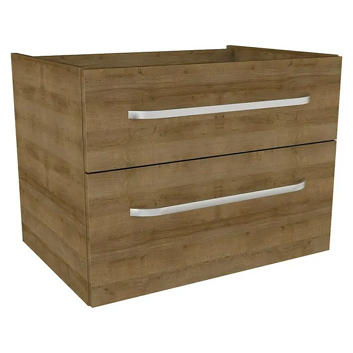 Camargue Star Waschtischunterschrank - 69,4 x 48,9 x 51,8 cm, Ohne Beleuchtung, Berg Eiche, Matt - Linke Seitenansicht