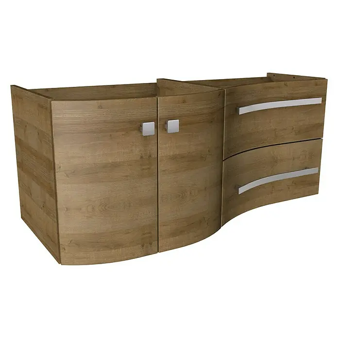 Camargue Wave Waschtischunterschrank - 118,4 x 54 x 49,8 cm, Links, Berg Eiche, Matt - Linke Seitenansicht