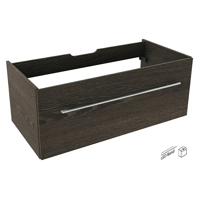 Camargue Stella Waschtischunterschrank - 99,4 x 48,8 x 39 cm, 1 Schubkasten, Mit Beleuchtung, Eiche Maron - Linke Seitenansicht